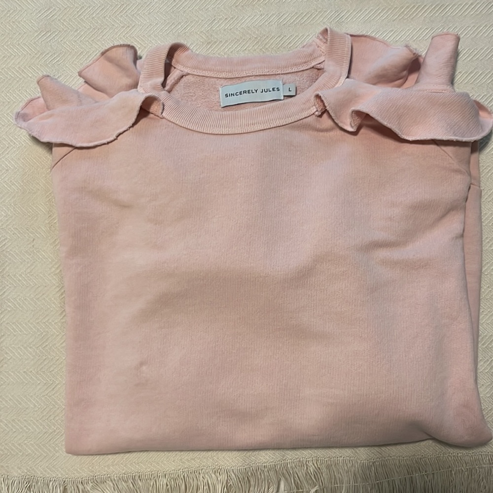 Pink open shoulder sweater